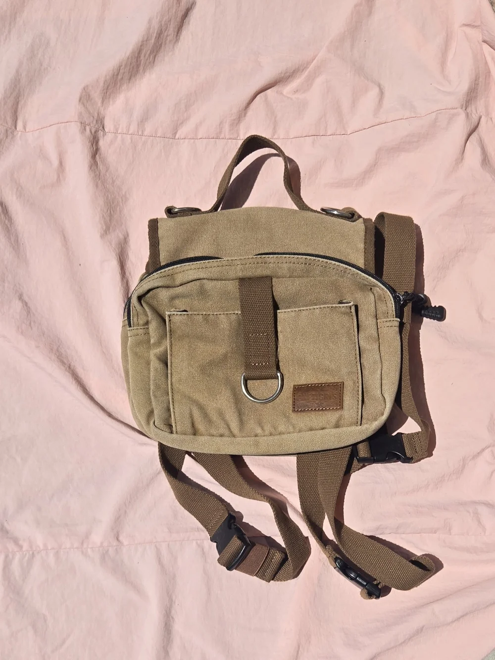 Canvas Dog Harness/Leash Pack in Tan